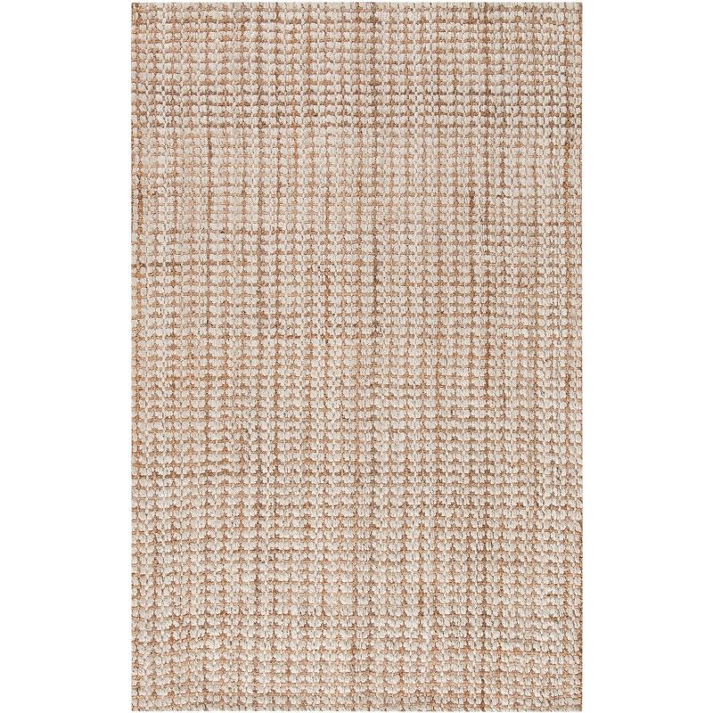 Hand-Knotted Ivory and Light Brown Jute Area Rug, 4' x 6'