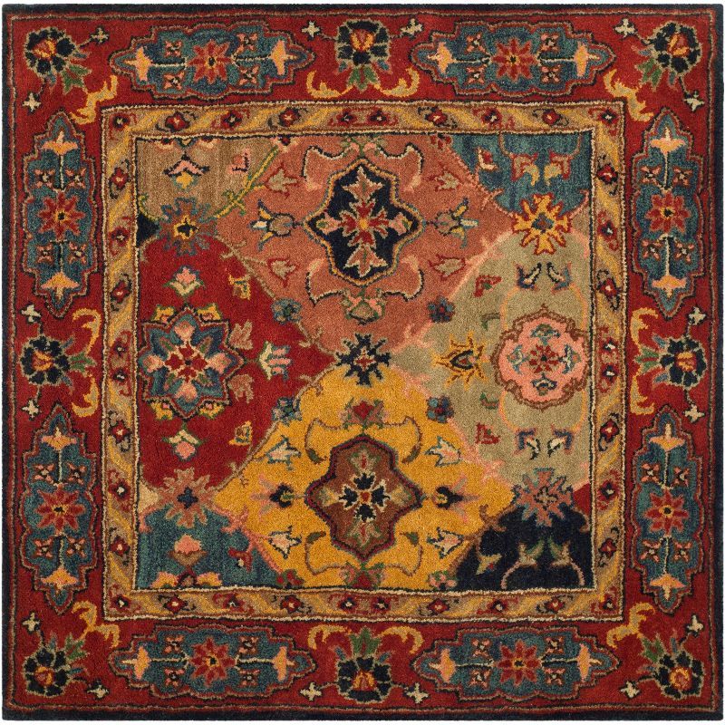 Heritage Red Multicolor Hand-Tufted Wool Square Rug