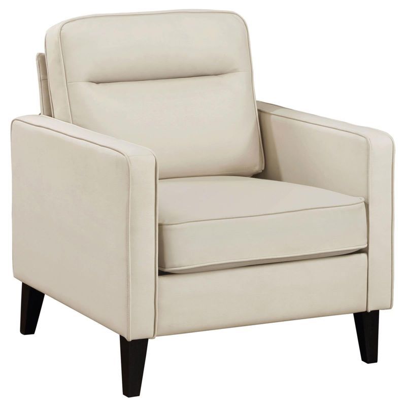 Cream Faux Leather Transitional Club Accent Chair