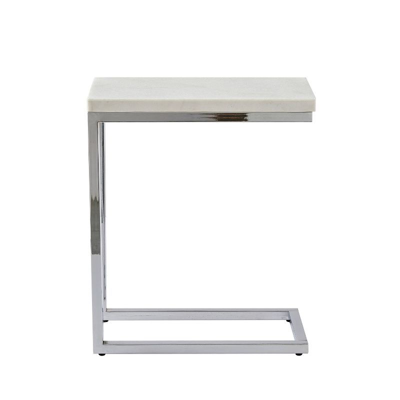 Echo White Marble and Chrome Rectangular Chairside Table