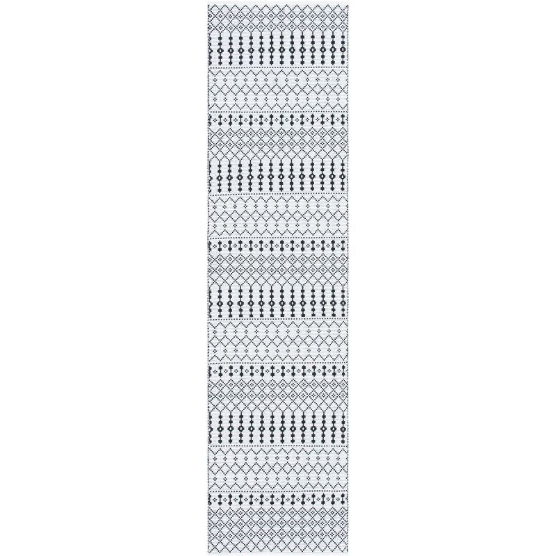 Bohemian Nomad Black and Ivory Cotton Flat Weave Rug - 27"x9"