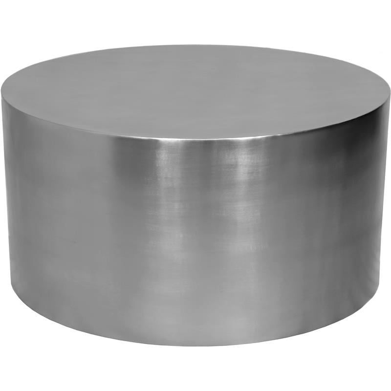 Round Brushed Chrome Metal Industrial Cocktail Table
