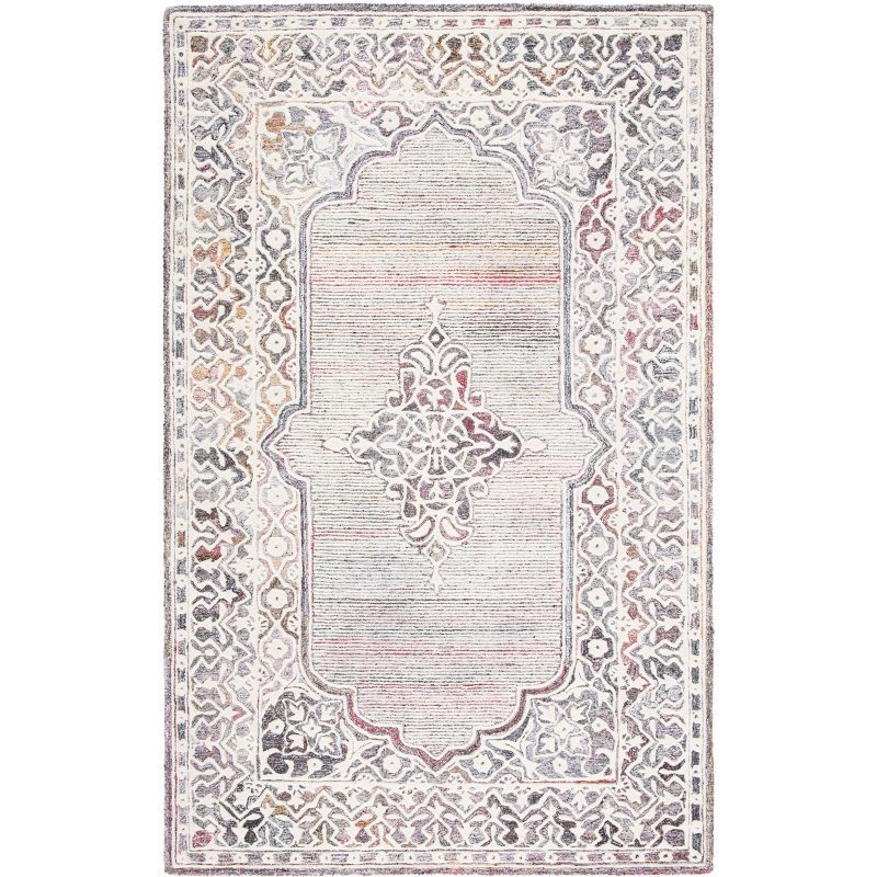 Handmade Red and Ivory Floral Wool Area Rug