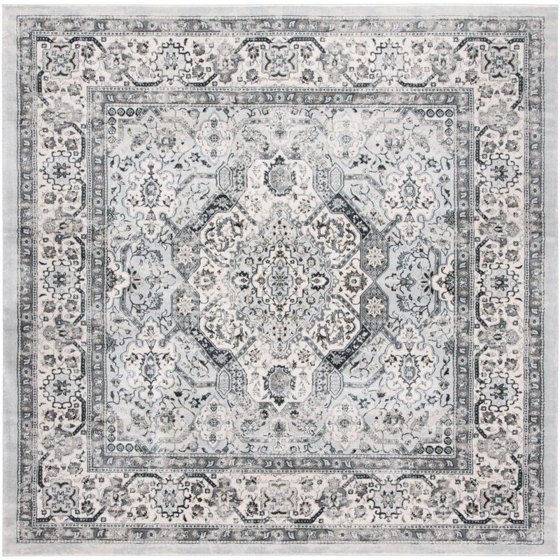 Isabella Dark Grey and Cream Synthetic Square Rug