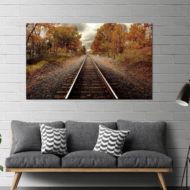 Autumn Rails 62" x 27" Frameless Landscape Canvas Art