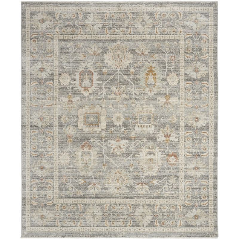 Gray 8' x 10' Vintage Synthetic Persian Area Rug