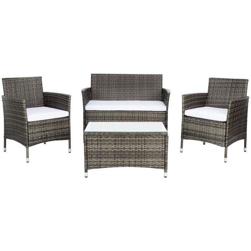 Bandele 4 Piece Grey Wicker Patio Set with Cushions