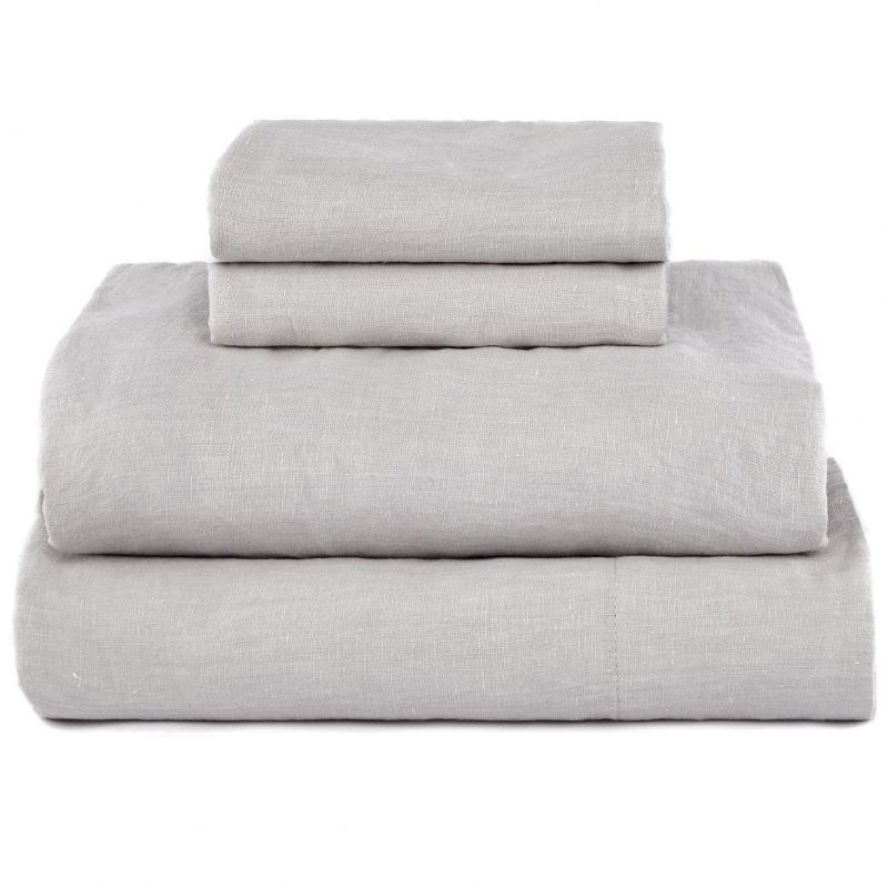 Twin Pebble Heather French Linen Sheet Set