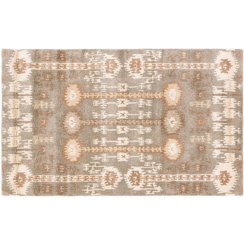 Ivory Floral Elegance 36" Round Tufted Wool Area Rug