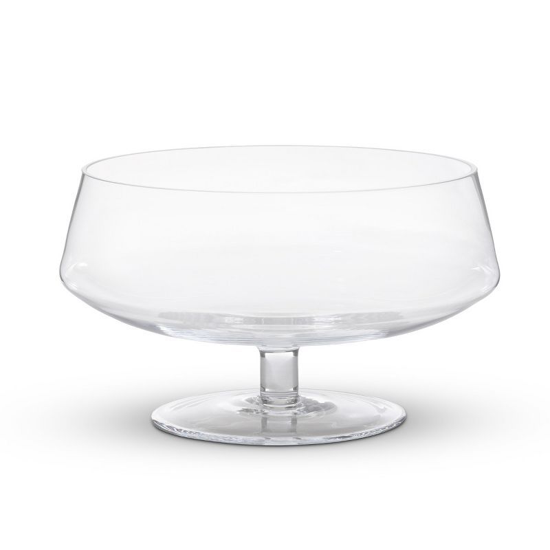 Handcrafted Clear Glass Stemmed Low Bowl