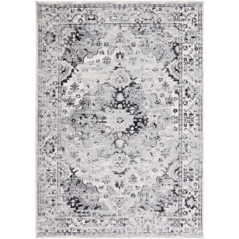 Gray Flat Woven Synthetic Square Area Rug, 54" x 54"