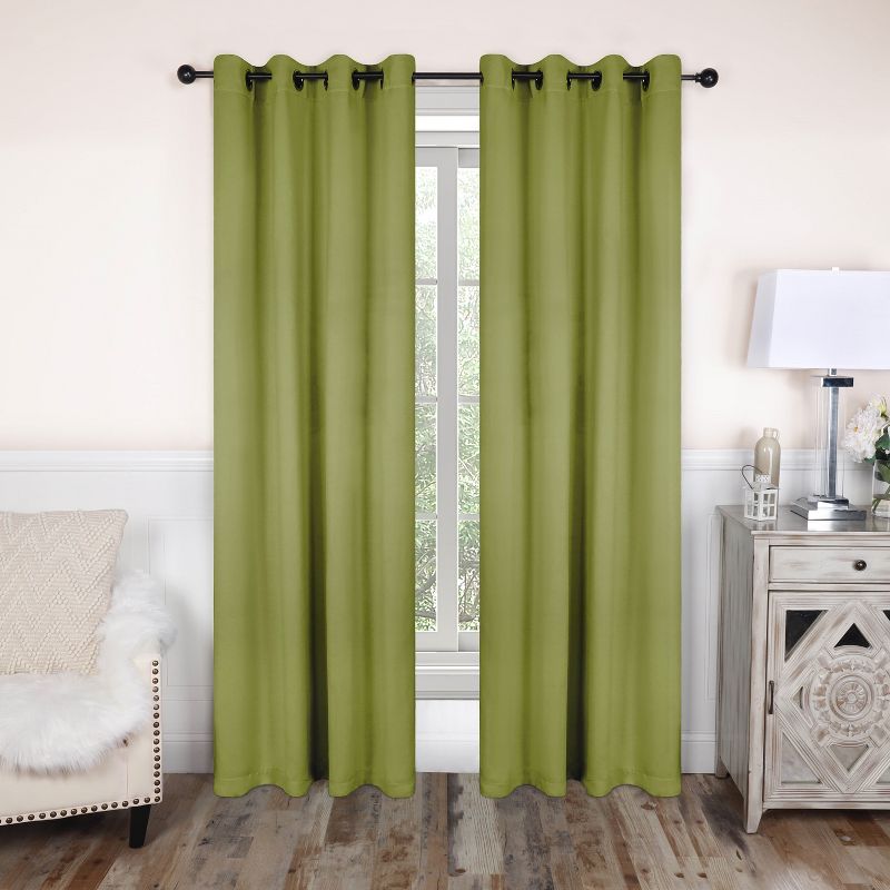 Classic Modern Solid Room Darkening Semi-Blackout Curtains, Grommets, Set of 2 by Blue Nile Mills