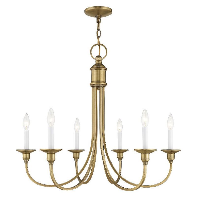 Antique Brass 6-Light Candle Chandelier