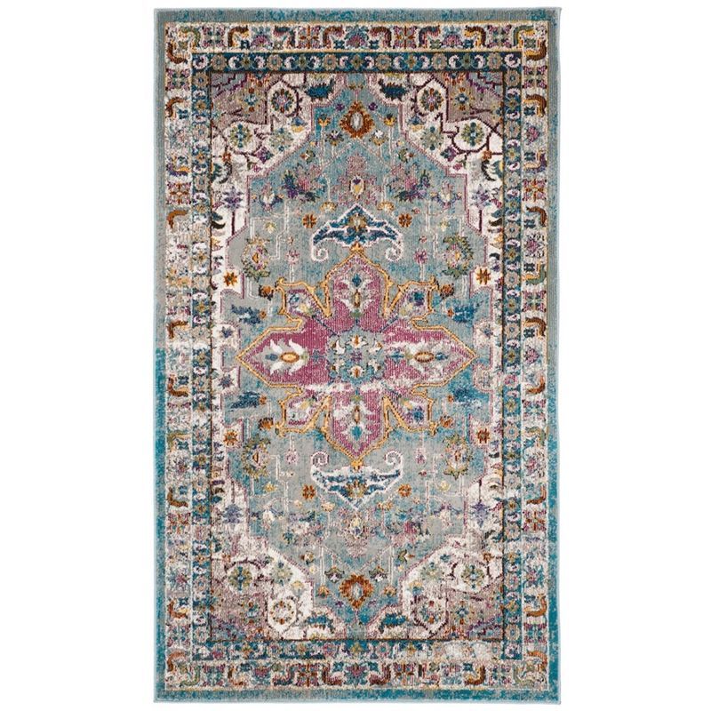 Aria Blue and Cream 4' x 6' Synthetic Area Rug