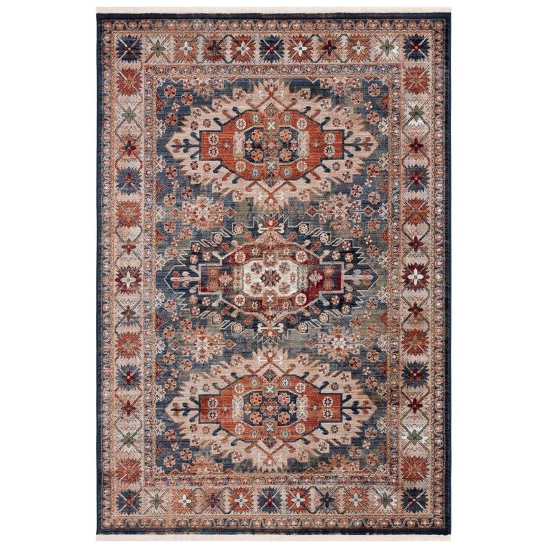 Vintage Persian Cream and Rust Hand-Knotted Area Rug