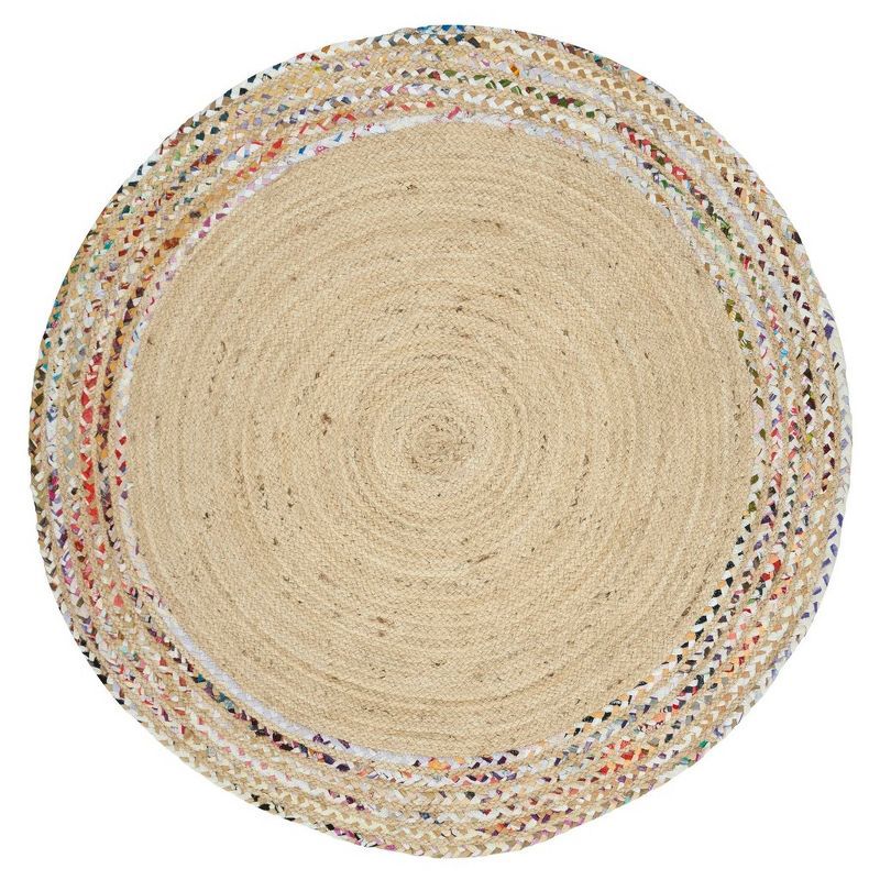 Hand-Knotted Ivory Synthetic 4' Round Area Rug