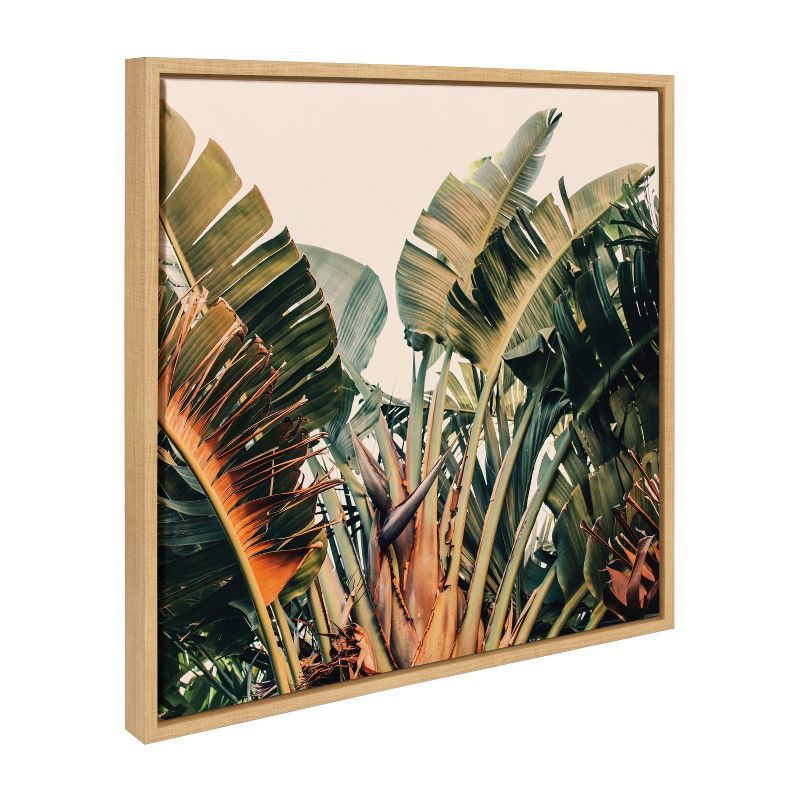 Natural Framed Tropical Botanical Canvas Print, 22x22