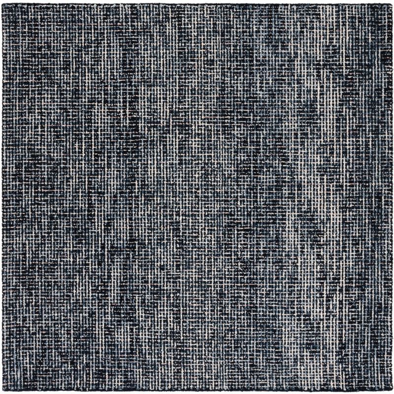 Gray Abstract Handmade Wool Tufted Square Rug