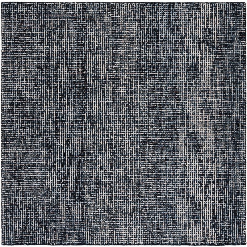 Gray Abstract Handmade Wool Tufted Square Rug