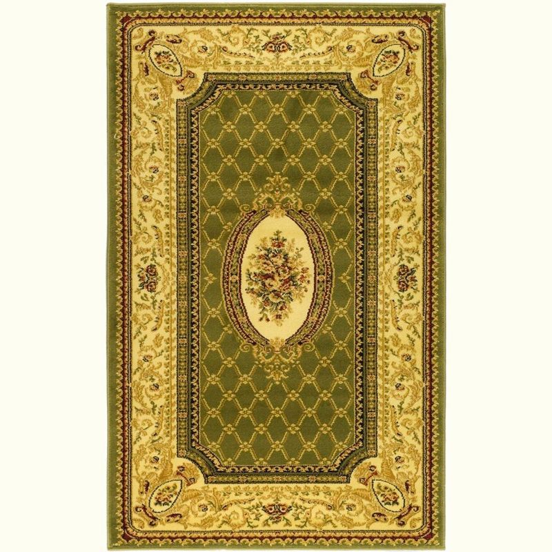 Sage and Ivory Floral Rectangular Synthetic Area Rug