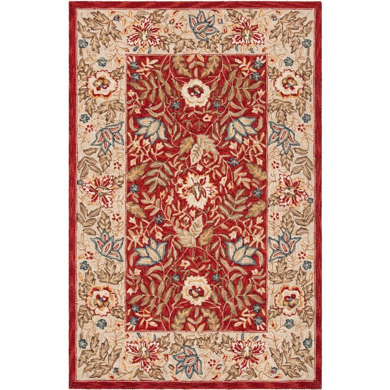 Handmade Multicolor Floral Wool Rectangular Area Rug