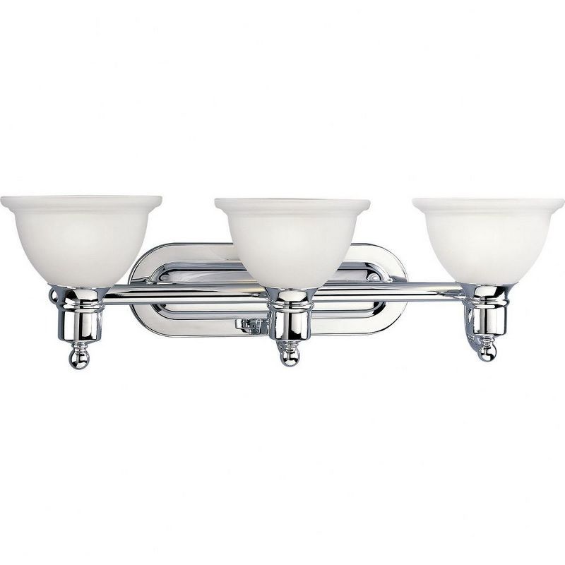 Polished Chrome 3-Light Bath Vanity with Etched Glass Shades