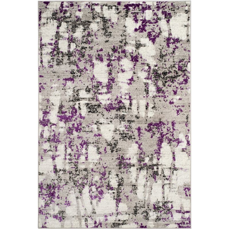 Elysian Grey & Purple Medallion Synthetic Area Rug - 5'1" x 7'6"
