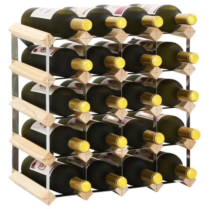 Scandinavian Light Wood and Silver 20-Bottle Wine Rack