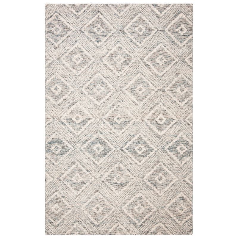 Ivory Abstract Handmade Wool 4' x 6' Tufted Rug