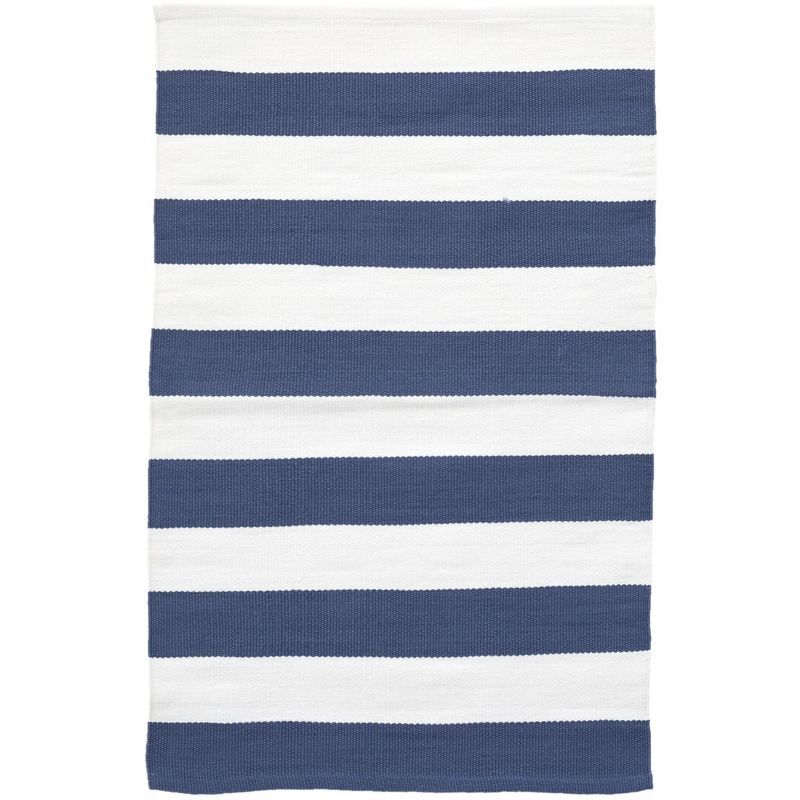 Catamaran Stripe Denim & White Reversible Indoor/Outdoor Rug 2.5ft x 8ft