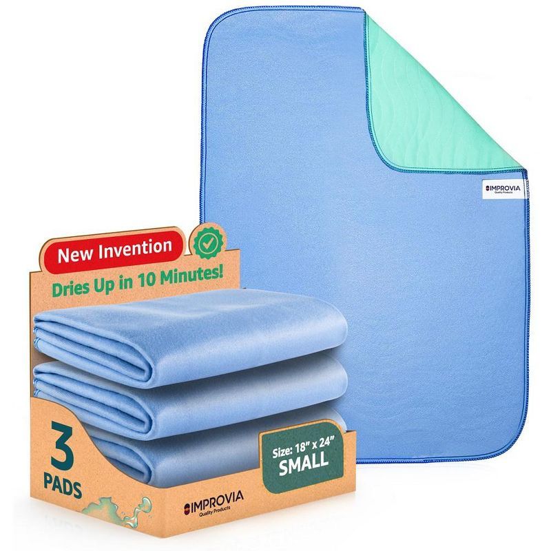 Improvia Blue Heavy Absorbency Reusable Bed Pads, 18" x 24"