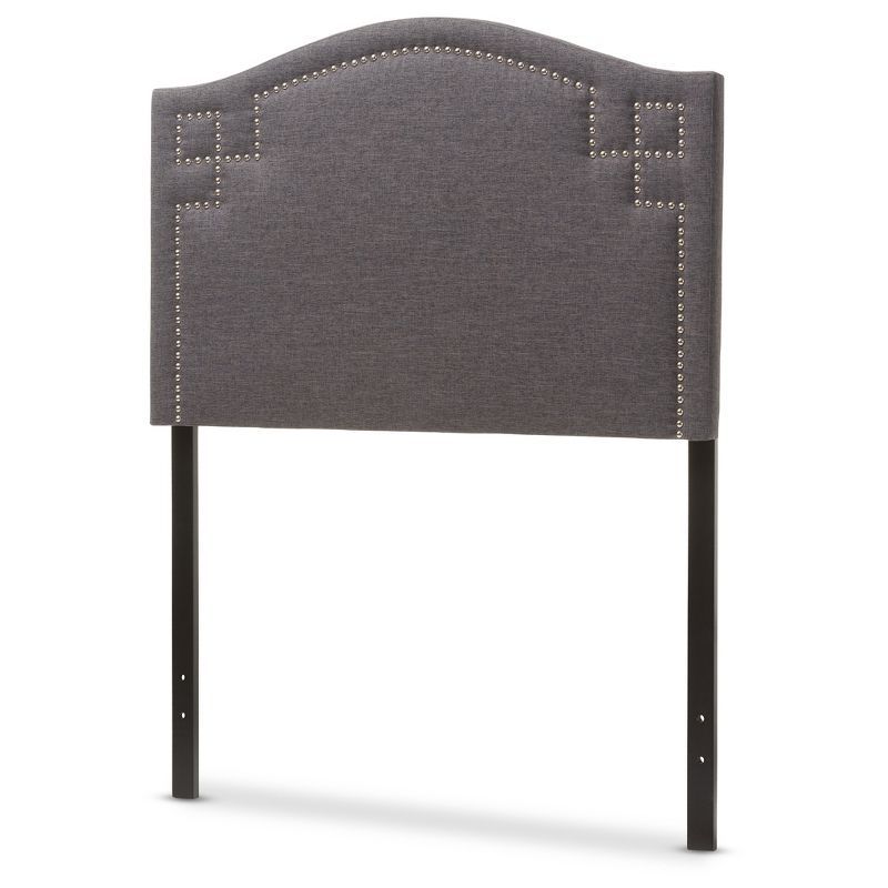 Dark Gray Twin Upholstered Headboard with Nailhead Trim