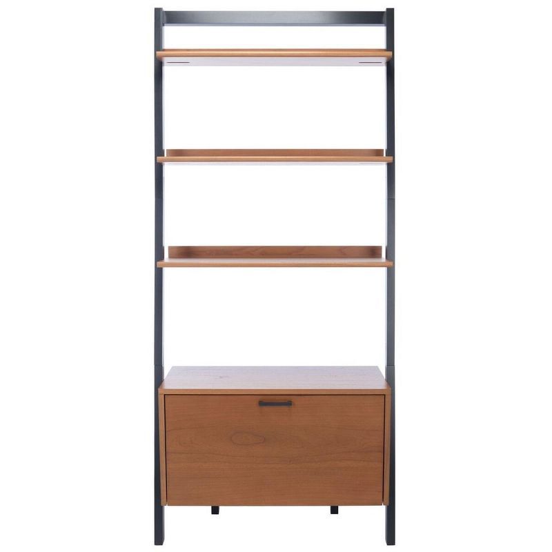Vlad Natural Mahogany & Charcoal 3-Shelf Storage Etagere