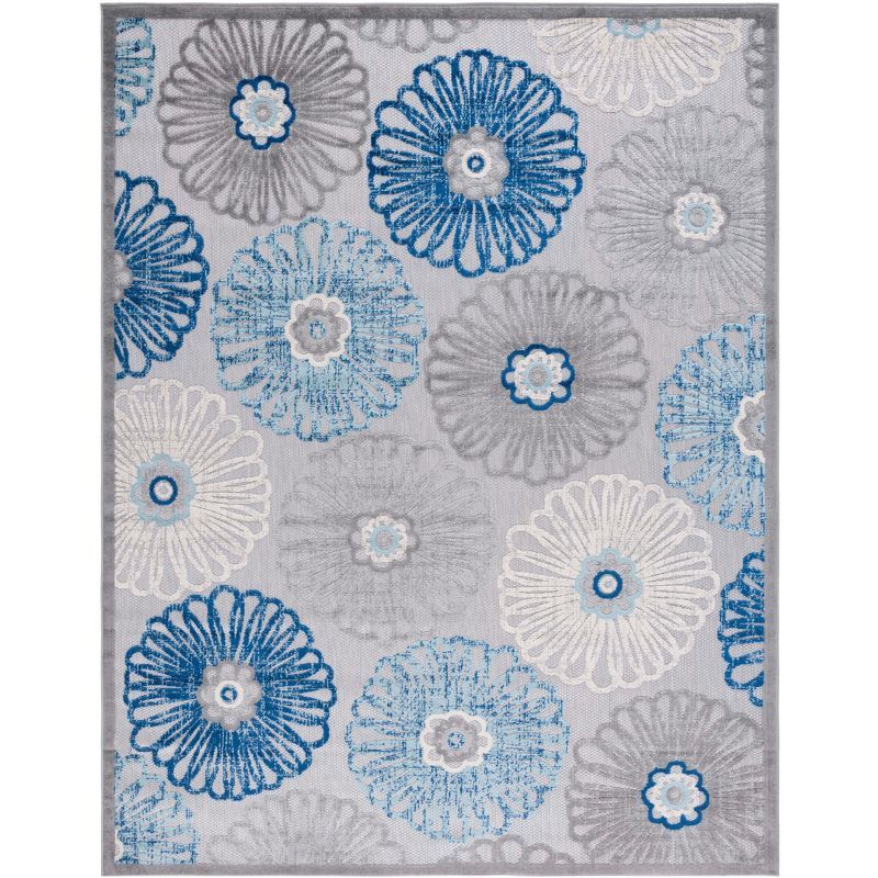 Cabana Bloom 9' x 12' Blue Floral Easy-Care Outdoor Rug