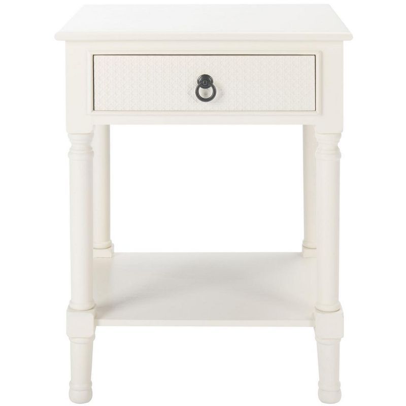 Haines White Wood 1-Drawer Accent Table with Storage