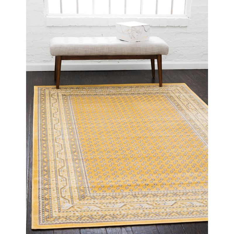 Yellow and Gray Rectangular Stain-Resistant Synthetic Area Rug