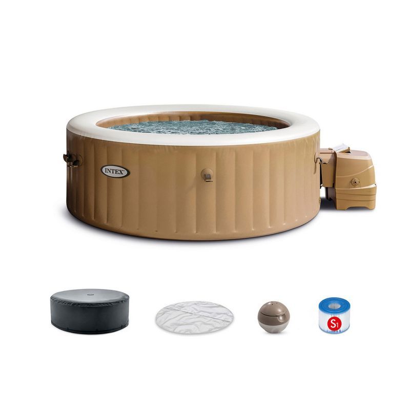 Intex Tan and White Round Inflatable 4-Person Hot Tub Spa