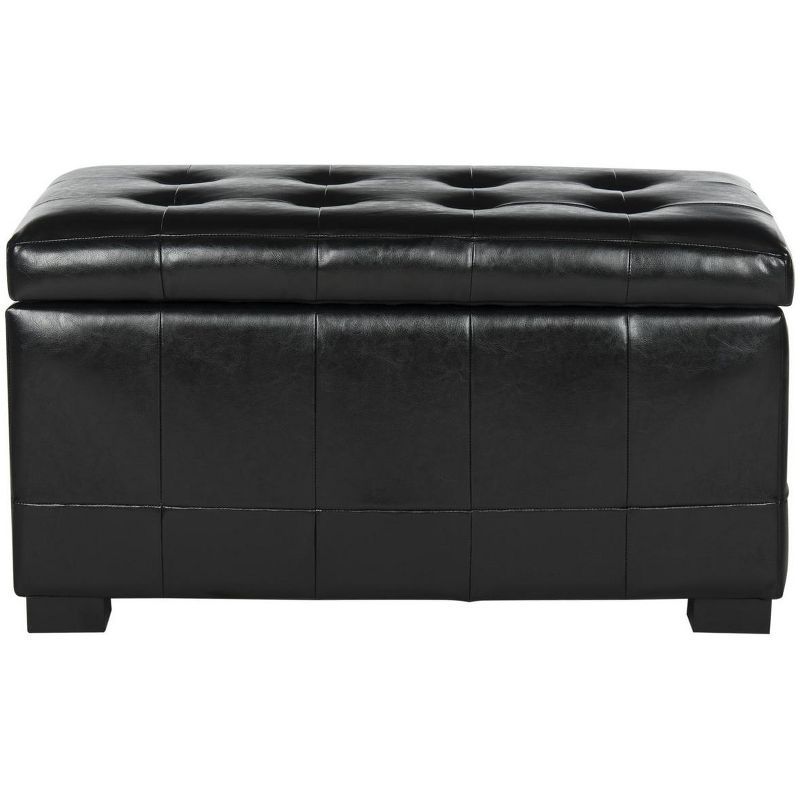 Chic Transitional Black Leather 30" Storage Bench