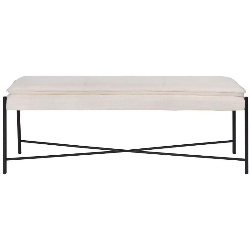 Light Beige Cushioned X Bench with Sleek Black Frame