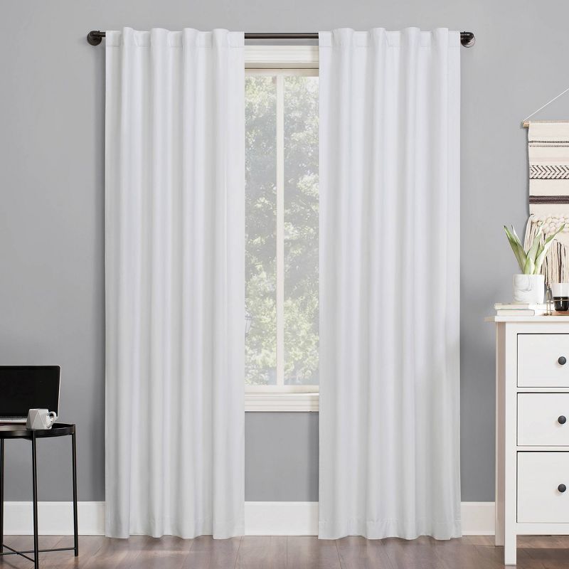 White Thermal Blackout Back Tab Curtain Panel, 40" x 84"