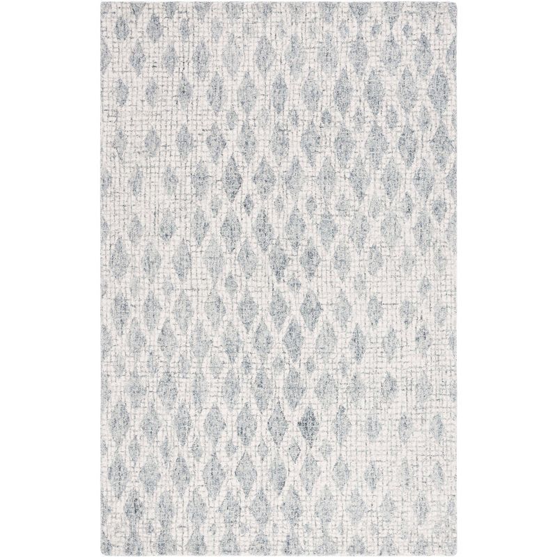 Ivory and Gray Abstract Handmade Wool Area Rug