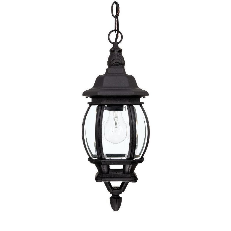 Black French Country Clear Glass Outdoor Hanging Lantern