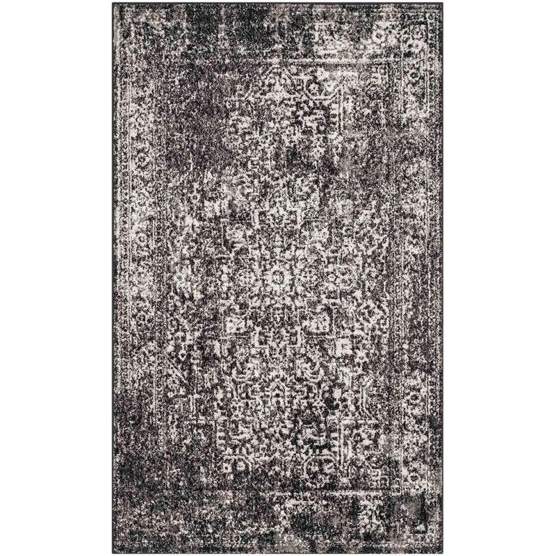 Evoke Black and Grey Hand-knotted Synthetic Area Rug