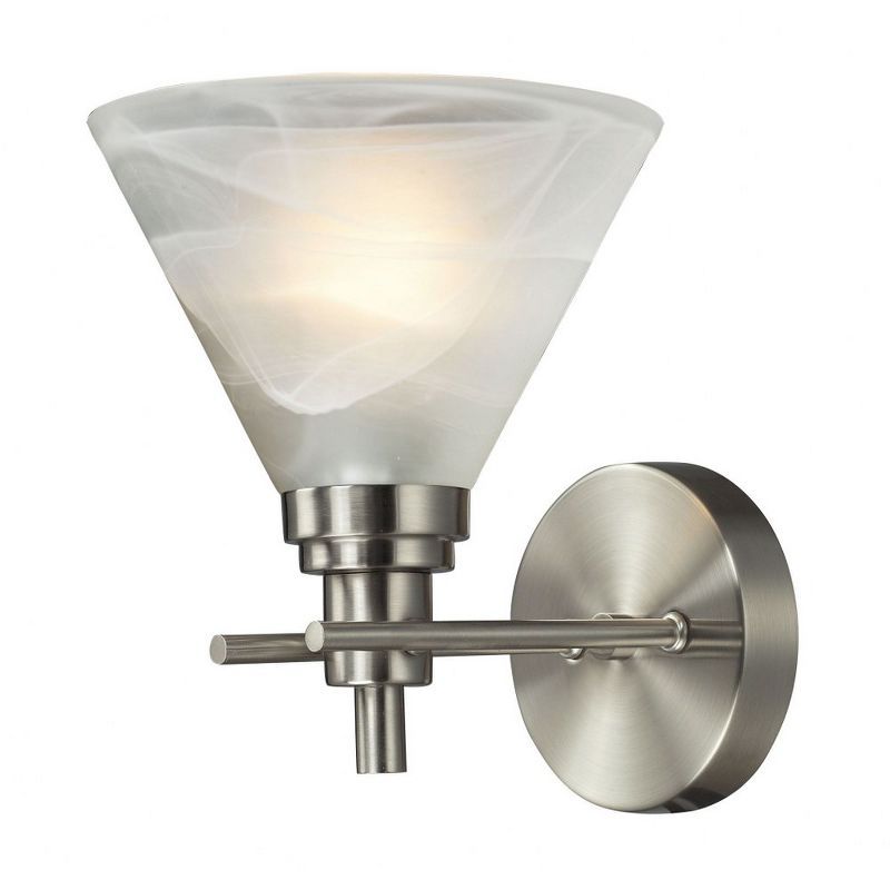 Brushed Nickel Swing Arm Wall Sconce with Marbleized Glass Shade