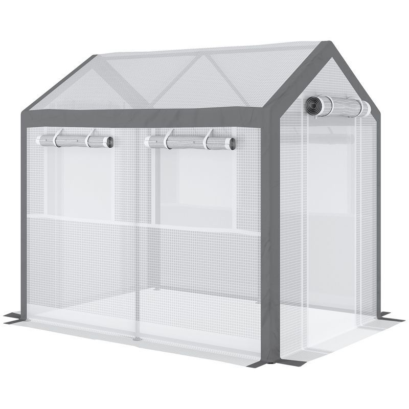 Outsunny Walk-In Greenhouse with Roll-Up Windows and Zippered Doors