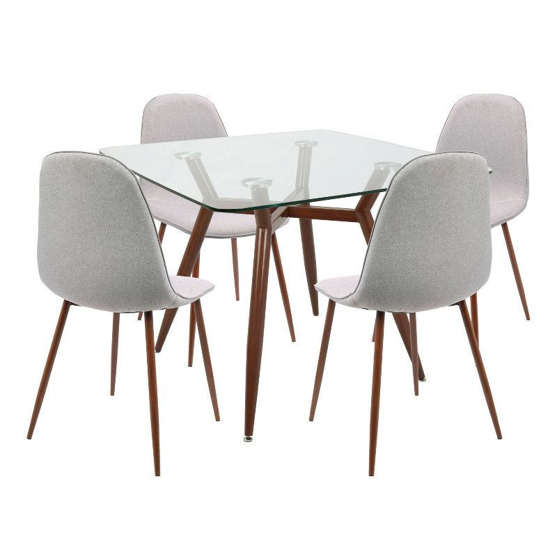 Clara Pebble Gray 5 Piece Dining Set with Geometric Legs