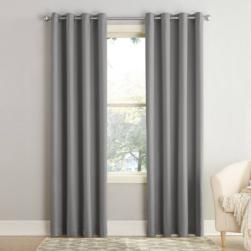 Gray Room Darkening Grommet Curtain Panel, 54" x 63"