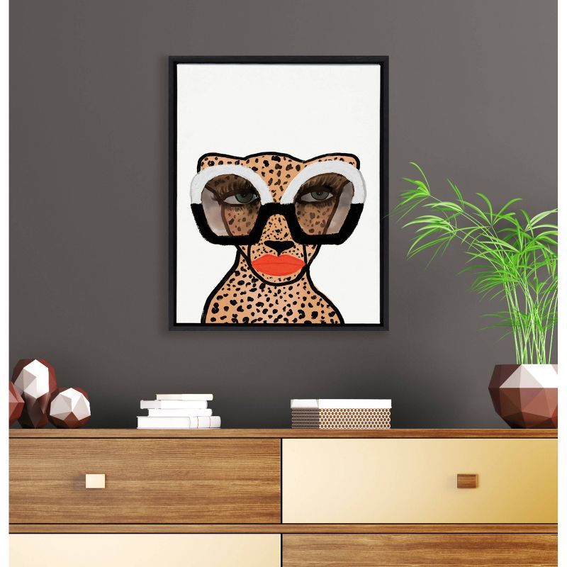 Sylvie Cheetah Fashionista Framed Canvas Wall Art, 18x24, Black