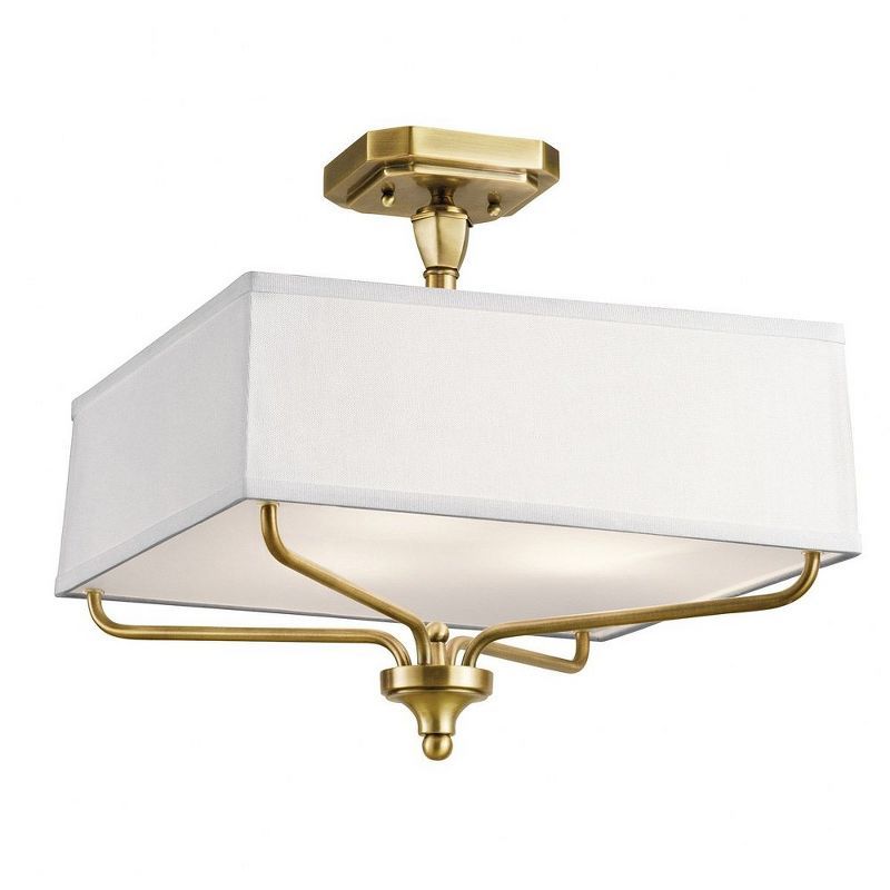 Arlo 15'' Brass and White Square Semi-Flush Mount Light