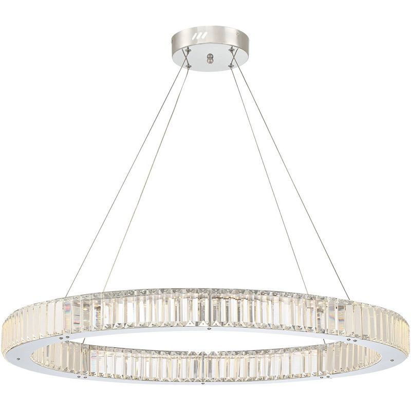 Vesta Chrome and Crystal LED Ring Pendant Chandelier